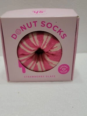 YES STUDIO BOXED DOUGHNUT FOOD DESIGN SOCKS PAIR PINK FROSTED DONUT - Image 1 of 4