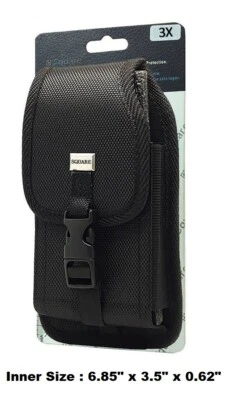 VERTICAL RUGGED CELL PHONE POUCH W/METAL CLIP & BELT LOOP HOLSTER (3XL) - Image 1 of 4