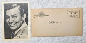 1940er CLARK GABLE Fan Foto mit Umschlag 3,5 x 5 Faksimile Signatur MGM STUDIO - Bild 1 von 2