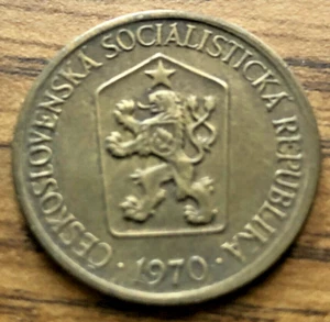 1970 Czechoslovakia 1 Koruna Czech Republic KM# 50 Aluminum-Bronze Coin - Picture 1 of 2