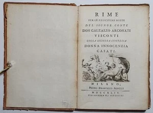 Libro antico Rime per le felicissime nozze Galeazzo Arconati Visconti 1744 - Imagen 1 de 8