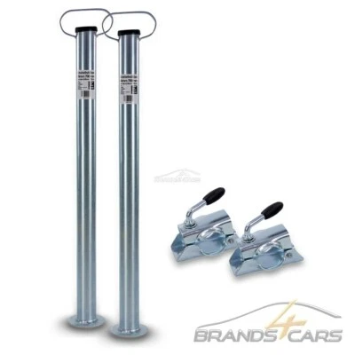 ENVA 2x KLEMMHALTER KLEMMSCHELLE + 2x ABSTELLSTÜTZE STÜTZFUSS Ø48mm FÜR ANHÄNGER - Bild 1 von 3