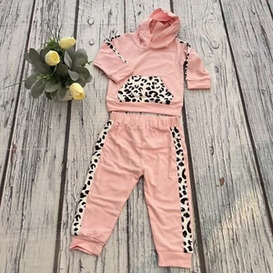 Baby Girl's Size 2-3 Years Pink /Animal print Sweatshirt & Pants Outfit Set - Picture 1 of 8