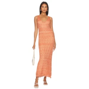 SNDYS x REVOLVE Shona Crochet Maxi/Vestido de Encubrimiento Talla Pequeña Rojo Brillante - Imagen 1 de 7