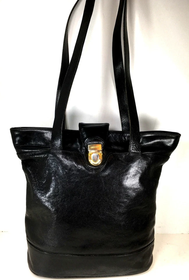 Bolso de Hombro Oroton Vintage Grande de Cuero Negro - Envejecido Foto 1 de 4