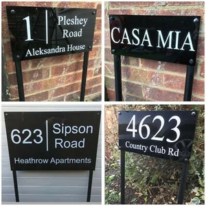 FREESTANDING HOUSE SIGN DOOR NUMBER ADDRESS ALLOTMENT PLAQUE POST SIGN PLAQUE - Picture 1 of 9