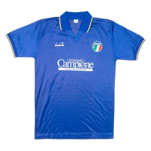 Camiseta deportiva de fútbol vintage DIADORA Italia 1990 Home Kit para hombre azul años 90 L - Imagen 1 de 8