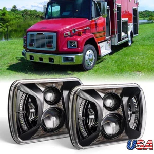 Pair 7x6" LED Headlights For Freightliner FL106 FL112 FL60 FL70 FL80 MT35 MT45 - Picture 1 of 10