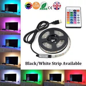 5M SMD 5050 RGB Tira de Luz LED Impermeable USB IR Control Remoto TV PC Parte posterior - Imagen 1 de 16