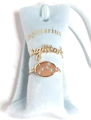 Juego de anillos apilables Anthropologie Sagitario zodiaco talla 7 chapado en oro nuevo con etiquetas Foto 1 de 4