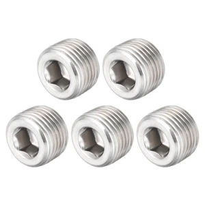 Hex Countersunk Plug Stainless Steel Pipe Fitting 1/2NPT Male Thread Socket 5Pcs - Picture 1 of 4