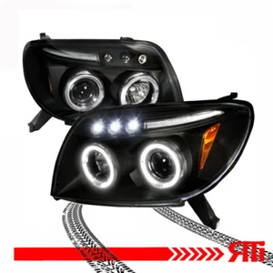 For 03-05 Toyota 4 Runner Dual Halo Projector Headlights Black Housing TRD Sport - Picture 1 of 4