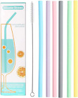 Silicone Straws Reusable Drinking Straw Pack-Of-6 Soft Beverage Water Drink Stra