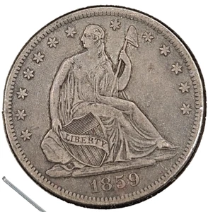 1859-S Seated Liberty Half Dollar | CHOICE EXTRA FINE Details - Picture 1 of 2