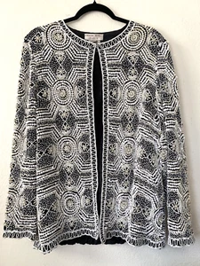 VTG Adrianna Papell Silk Beaded Sequin Jacket Cocktail or jeans Glam Size XL - Picture 1 of 8