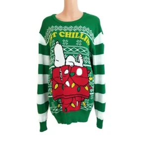 Peanuts Snoopy Ugly Christmas Sweater Just Chillin Holiday Size L 2016 Colorful - Picture 1 of 12