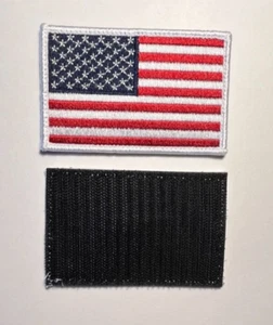 AMERICAN FLAG EMBROIDERED PATCH WHITE edge USA US w/ VELCRO® backing 3 5/8" wide - Picture 1 of 3