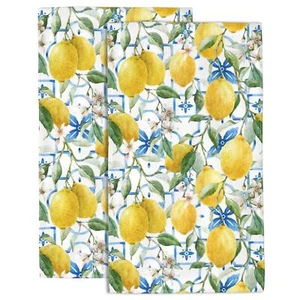 Watercolor Lemons Hand Towel for Bathroom Set of 2 Hand Bath Towels Soft Abso... - Picture 1 of 7