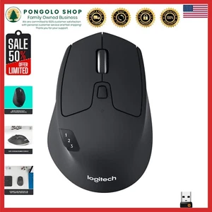 Ergonomic M720 Triathlon Wireless Mouse – 8 Buttons, Hyper-Fast Scrolling, Black - Picture 1 of 12