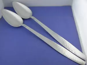 Pair Sterling ALLAN ADLER 14 1/2" Large Serving Spoons SWEDISH MODERN hammered - Picture 1 of 8