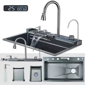 Flying Rain Stainles Steel Deck Mount Kitchen Sink Faucet Household Workstation - Picture 1 of 24