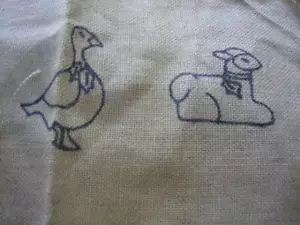 Little Animal With Holly Designs Rug Hooking Burlap Canvas-3 Designs-Bunny, Goos - Picture 1 of 2