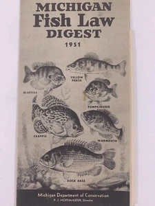 Vintage Pamplet Michigan Fish Law Digest 1951 MI Department Conservation MG01 - Bild 1 von 4