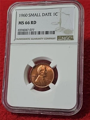 Picker's Delight 1960 Small Date Lincoln Memorial Penny  NGC MS 66 RD     #T5998 - Image 1 of 2