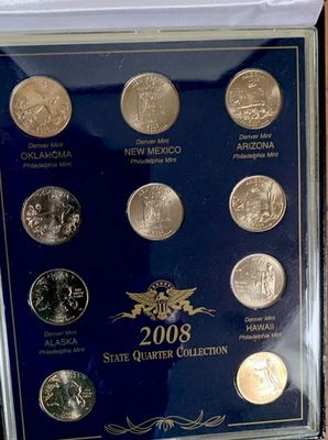 2008 State Quarter Set 10 Pieces, Uncirculated P&Mint, New Condition As Sent - Image 1 of 4