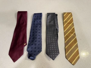 Men’s Mixed Tie Necktie Lot Of 4 Robert Talbot, Hugo BOSS, Nordstrom Designer - Picture 1 of 6
