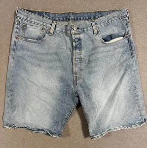 Levi’s 501 Denim Shorts Men’s 40 Button Fly Cutoff Light Wash Blue Jean Vintage - Picture 1 of 5