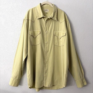 Ryan Michael Western Silk Blend Men's Shirt Pearl Snap Vintage Chartreuse XL - Picture 1 of 14