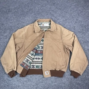 Chaqueta De Colección Carhartt Santa Fe Para Hombres XL Marrón Estampado Tribal Forrada Años 90 JS2006 EE. UU. - Imagen 1 de 16