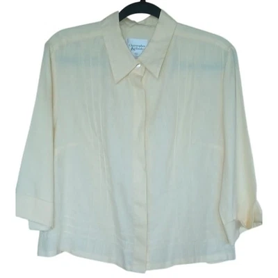 Christopher & Banks Linen Button Up Top Blazer Women's Medium Yellow Coastal - Image 1 of 4