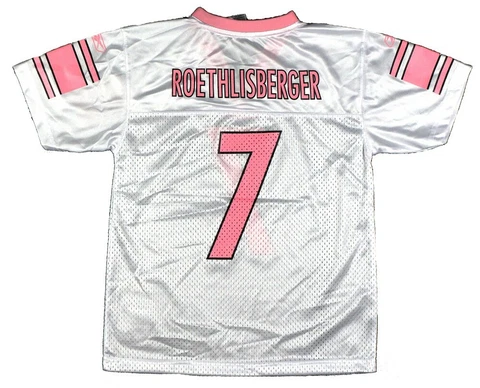 Ben Roethlisberger Reebok Steelers White/Pink Girls Replica Jersey Cover