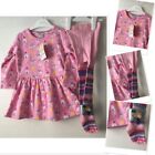 Crafted new tags baby girls unicorn jumper dress & new rainbow tights 1-2 year 