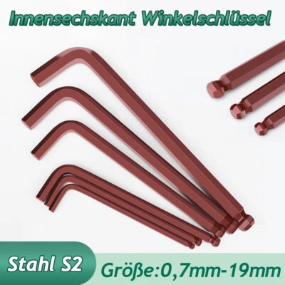 L-Innensechskant Winkelschlüssel Verlängerter Imbusschlüssel Kugelkopf 0,7-19mm - Bild 1 von 4