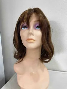 Medium Straight Flipped End Bangs Full Human Hair Wig - Jade - Picture 1 of 20