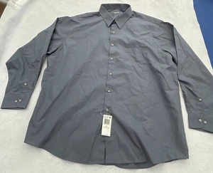 Van Heusen Men' Dress Shirt Regular Fit Poplin Solid Grey 18.5" Neck 34"-35" 2XL - Picture 1 of 10