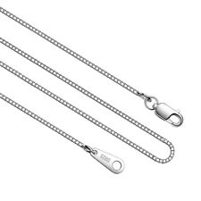 Real 925 Sterling Silver Necklace 1.0mm Box Chain 14-28" Stamped Square Clasp
