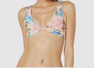 $87 Body Glove Women's White Gwen Floral Stretchy Triangle Bikini Top Sz Medium - Picture 1 of 3