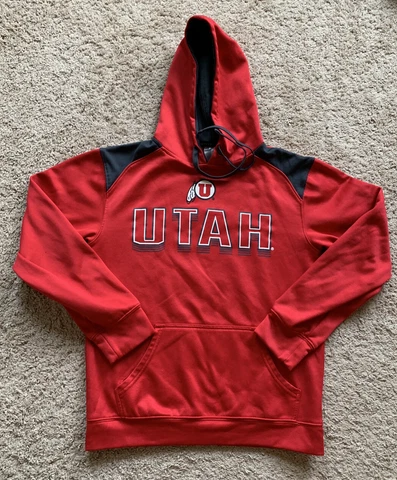 Utah Utes Sweatshirt Mens Small Red Pullover Hoodie College Sports 1T Cover