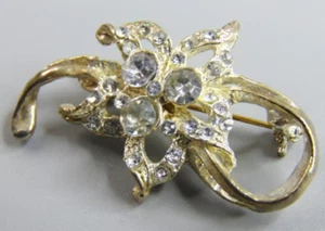 Spilla spilla strass bianco tono argento stile vintage art nouveau revival - Foto 1 di 3