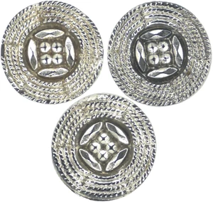 LOTE de botones de borde de cuerda de encaje de acero corte brillo plata vidrio negro victoriano C1890 - Imagen 1 de 7