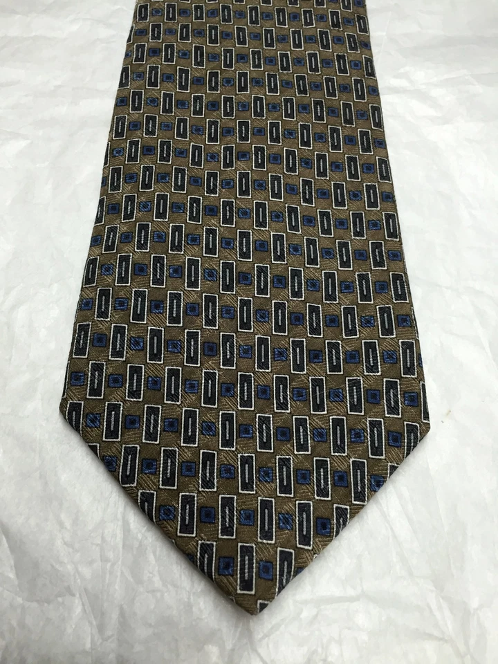 CORBATA HOMBRE HOY MARRÓN CON CUADRADOS AZULES 59 X 4 Foto 1 de 4