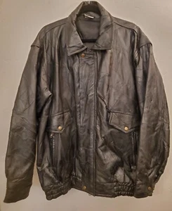 FLIGHT PATH Patchwork Leather Flight Bomber Jacket Mens Size XL Black - Picture 1 of 11