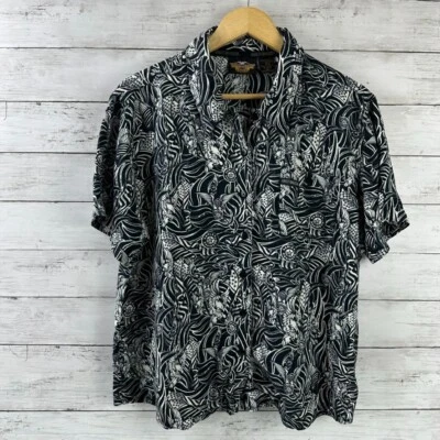 Camisa feminina Harley Davidson manga curta com botões tamanho XL estampa de águia preta - Imagem 1 de 4