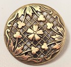 Antique Gilt Metal Lace-Style Button - 22mm - Floral & Shamrock