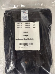 Lumbosacral Corset Orthosis Black XL 10" Corset w/ Posterior Stays VALC10 - Picture 1 of 4