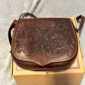 BRIGHTON Vintage Florence Leather Saddle Bag Purse Brown W/box RARE HTF MSRP$400 - Picture 1 of 8